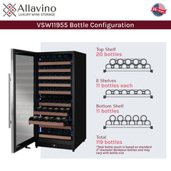 Reserva Series 119 Bottle 55" Tall Dual Zone Left Hinge Stainless Steel Wine Refrigerator