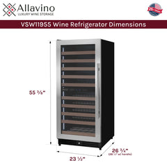 Reserva Series 119 Bottle 55" Tall Dual Zone Left Hinge Stainless Steel Wine Refrigerator