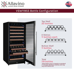 Reserva Series 119 Bottle 55" Tall Dual Zone Right Hinge Stainless Steel Wine Refrigerator