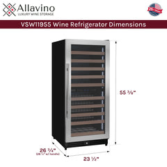 Reserva Series 119 Bottle 55" Tall Dual Zone Right Hinge Stainless Steel Wine Refrigerator