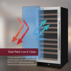 Reserva Series 119 Bottle 55" Tall Dual Zone Right Hinge Stainless Steel Wine Refrigerator