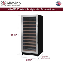 Reserva Series 119 Bottle 55" Tall Single Zone Left Hinge Stainless Steel Wine Refrigerator