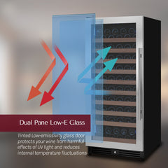 Reserva Series 119 Bottle 55" Tall Single Zone Left Hinge Stainless Steel Wine Refrigerator