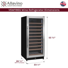 Reserva Series 119 Bottle 55" Tall Single Zone Right Hinge Stainless Steel Wine Refrigerator