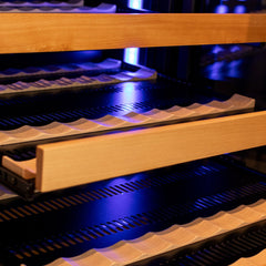 Reserva Series 154 Bottle 71" Tall Dual Zone Right Hinge Black Glass Door Wine Refrigerator