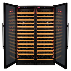 Reserva Series 326 Bottle Tall Dual Zone Tall Side-by-Side Wine Refrigerators with Black Glass Doors