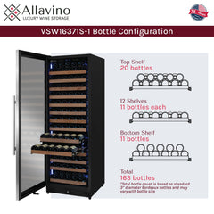 Reserva Series 163 Bottle 71" Tall Single Zone Left Hinge Stainless Steel Wine Refrigerator