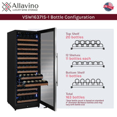 Reserva Series 163 Bottle 71" Tall Single Zone Right Hinge Stainless Steel Wine Refrigerator