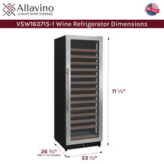 Reserva Series 163 Bottle 71" Tall Single Zone Right Hinge Stainless Steel Wine Refrigerator