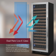 Reserva Series 163 Bottle 71" Tall Single Zone Right Hinge Stainless Steel Wine Refrigerator