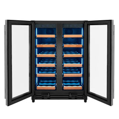 Reserva Series 36 Bottle Dual Zone Wine Refrigerator with Stainless Steel French Doors