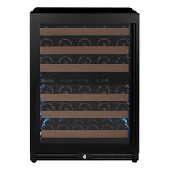 Reserva Series - 51 Bottle Dual Zone Built-in Luxury Wine Refrigerator with Black Door - Left Hinge