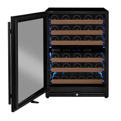 Reserva Series - 51 Bottle Dual Zone Built-in Luxury Wine Refrigerator with Black Door - Left Hinge