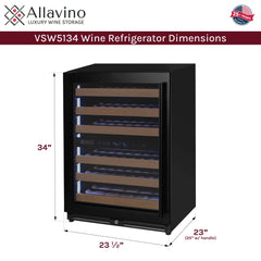 Reserva Series - 51 Bottle Dual Zone Built-in Luxury Wine Refrigerator with Black Door - Left Hinge