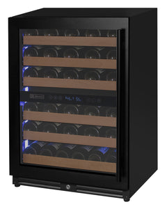Reserva Series - 51 Bottle Dual Zone Built-in Luxury Wine Refrigerator with Black Door - Left Hinge