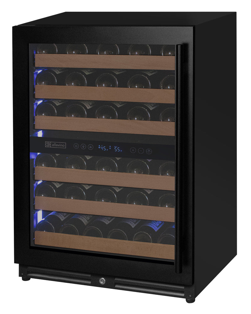 Reserva Series - 51 Bottle Dual Zone Built-in Luxury Wine Refrigerator with Black Door - Left Hinge