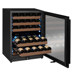 Reserva Series - 51 Bottle Dual Zone Built-in Luxury Wine Refrigerator with Black Door - Right Hinge