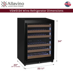 Reserva Series - 51 Bottle Dual Zone Built-in Luxury Wine Refrigerator with Black Door - Right Hinge