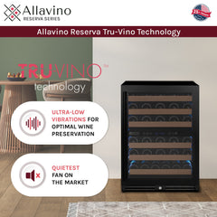 Reserva Series - 51 Bottle Dual Zone Built-in Luxury Wine Refrigerator with Black Door - Right Hinge