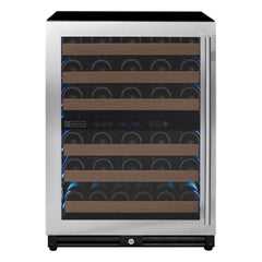 Reserva Series - 51 Bottle Dual Zone Built-in Luxury Wine Refrigerator with Stainless Steel Door - Left Hinge