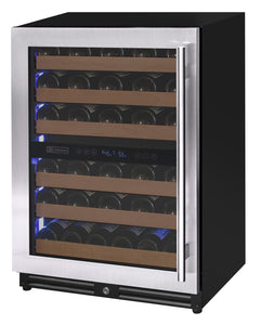 Reserva Series - 51 Bottle Dual Zone Built-in Luxury Wine Refrigerator with Stainless Steel Door - Left Hinge