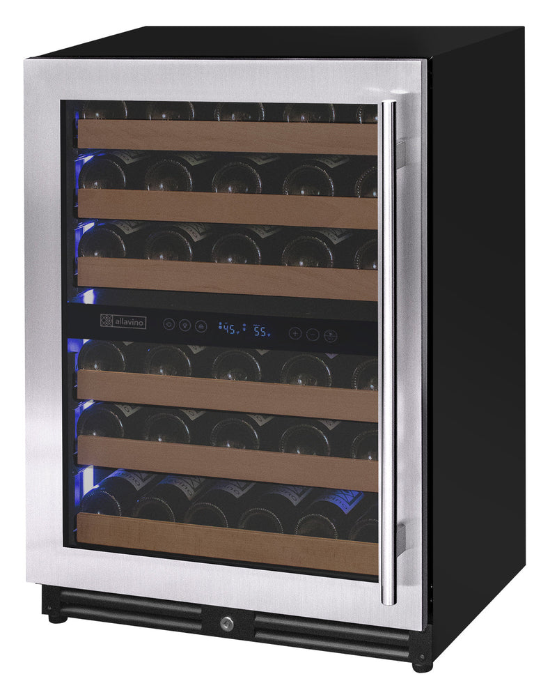 Reserva Series - 51 Bottle Dual Zone Built-in Luxury Wine Refrigerator with Stainless Steel Door - Left Hinge