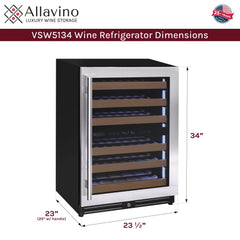 Reserva Series - 51 Bottle Dual Zone Built-in Luxury Wine Refrigerator with Stainless Steel Door - Right Hinge