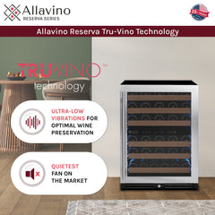 Reserva Series - 51 Bottle Dual Zone Built-in Luxury Wine Refrigerator with Stainless Steel Door - Right Hinge