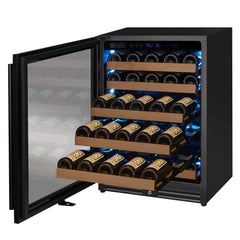 Reserva Series - 51 Bottle Single Zone Built-in Luxury Wine Refrigerator with Black Door - Left Hinge