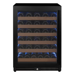 Reserva Series - 51 Bottle Single Zone Built-in Luxury Wine Refrigerator with Black Door - Left Hinge