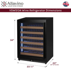Reserva Series - 51 Bottle Single Zone Built-in Luxury Wine Refrigerator with Black Door - Left Hinge