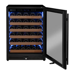 Reserva Series - 51 Bottle Single Zone Built-in Luxury Wine Refrigerator with Black Door - Right Hinge