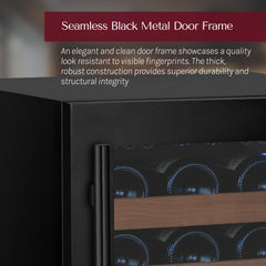 Reserva Series - 51 Bottle Single Zone Built-in Luxury Wine Refrigerator with Black Door - Right Hinge