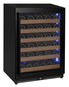 Reserva Series - 51 Bottle Single Zone Built-in Luxury Wine Refrigerator with Black Door - Right Hinge