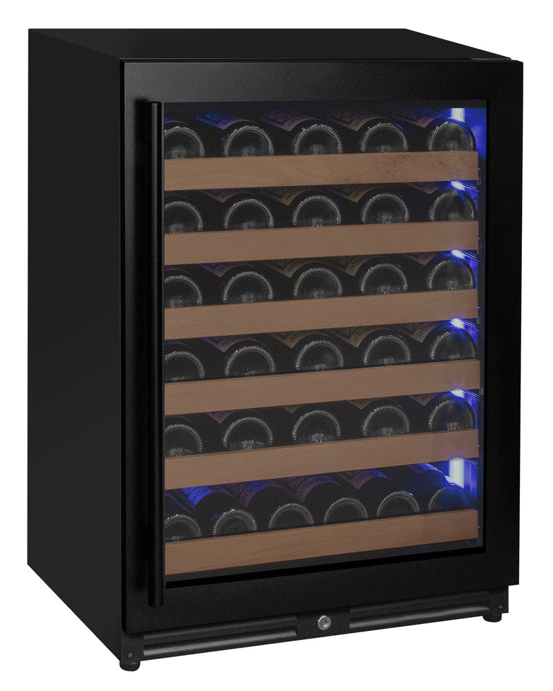 Reserva Series - 51 Bottle Single Zone Built-in Luxury Wine Refrigerator with Black Door - Right Hinge