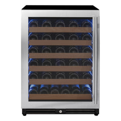 Reserva Series - 51 Bottle Single Zone Built-in Luxury Wine Refrigerator with Stainless Steel Door - Left Hinge