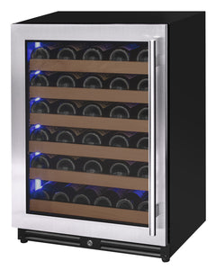 Reserva Series - 51 Bottle Single Zone Built-in Luxury Wine Refrigerator with Stainless Steel Door - Left Hinge