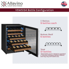 Reserva Series - 51 Bottle Single Zone Built-in Luxury Wine Refrigerator with Stainless Steel Door - Right Hinge