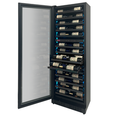 Reserva Series 67 Bottle 71" Tall Dual Zone Left Hinge Black Shallow Wine Refrigerator Console