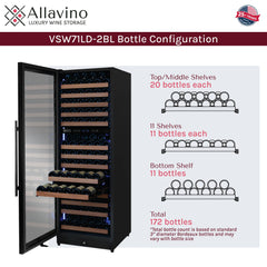 Reserva Series 172 Bottle Dual Zone Built-in Wine Refrigerator with Black Metal Door - Left Hinge