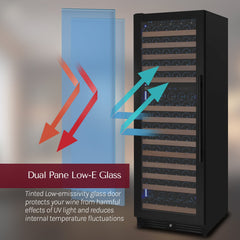 Reserva Series 172 Bottle Dual Zone Built-in Wine Refrigerator with Black Metal Door - Left Hinge