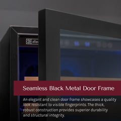 Reserva Series 172 Bottle Dual Zone Built-in Wine Refrigerator with Black Metal Door - Left Hinge
