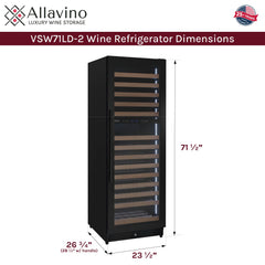 Reserva Series 172 Bottle Dual Zone Built-in Wine Refrigerator with Black Metal Door - Right Hinge