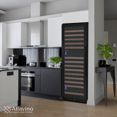 Reserva Series 172 Bottle Dual Zone Built-in Wine Refrigerator with Black Metal Door - Right Hinge