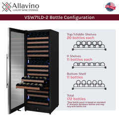 Reserva Series 172 Bottle Dual Zone Built-in Wine Refrigerator with Stainless Steel Door - Left Hinge