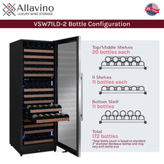 Reserva Series 172 Bottle Dual Zone Built-in Wine Refrigerator with Stainless Steel Door - Right Hinge