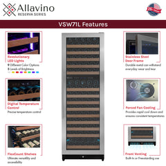 Reserva Series 172 Bottle Dual Zone Built-in Wine Refrigerator with Stainless Steel Door - Right Hinge