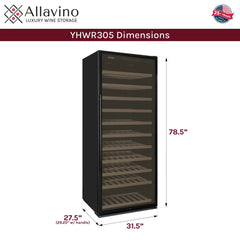 32" Wide Vite II Tru-Vino 277 Bottle Single Zone Black Right Hinge Wine Refrigerator