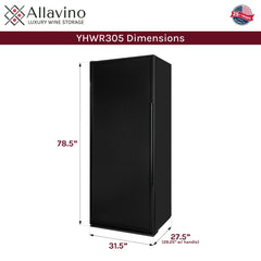 32" Wide Vite II Tru-Vino 305 Bottle Single Zone Solid Black Left Hinge Door Wine Refrigerator