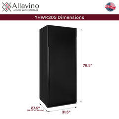 32" Wide Vite II Tru-Vino 305 Bottle Single Zone Solid Black Right Hinge Door Wine Refrigerator